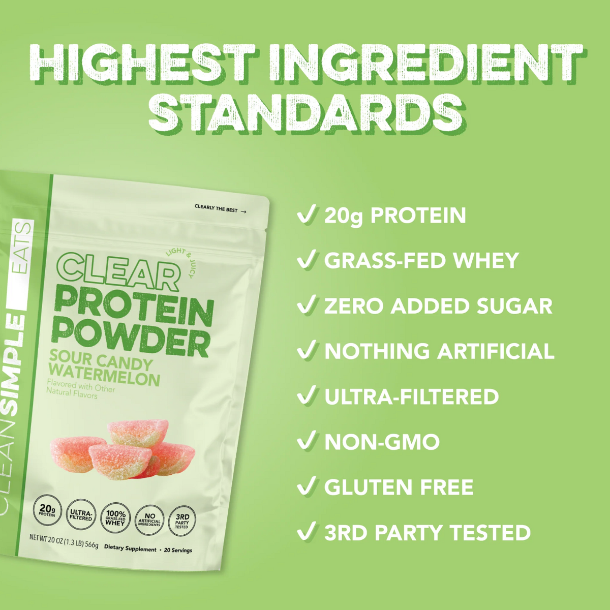 Clear Protein Powder: Sour Candy Watermelon