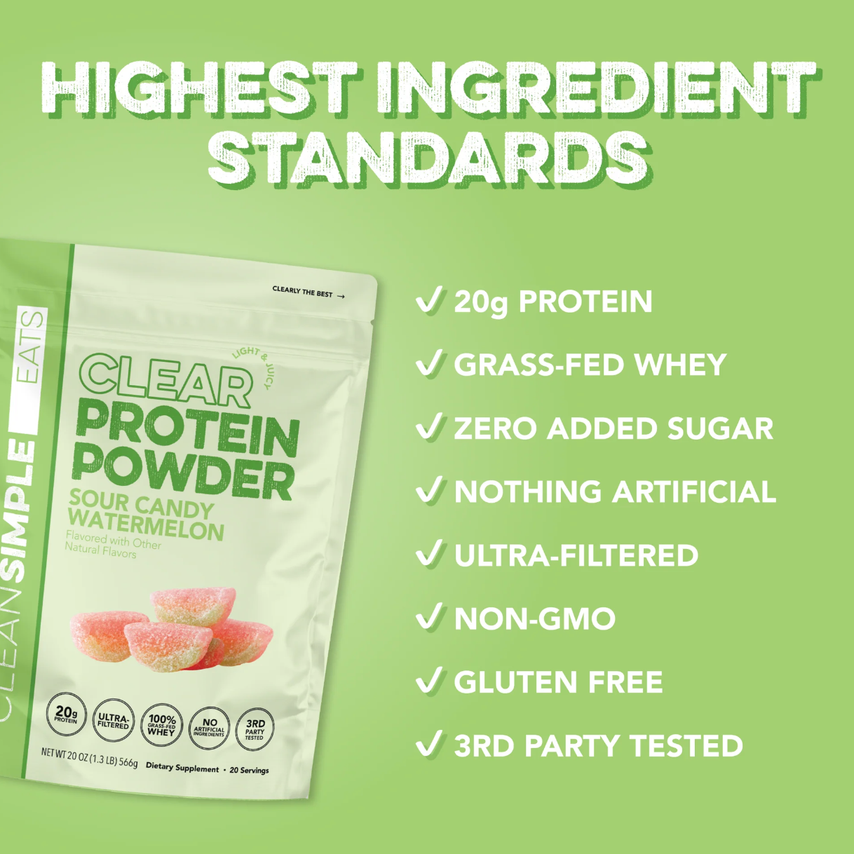 Clear Protein Powder: Sour Candy Watermelon