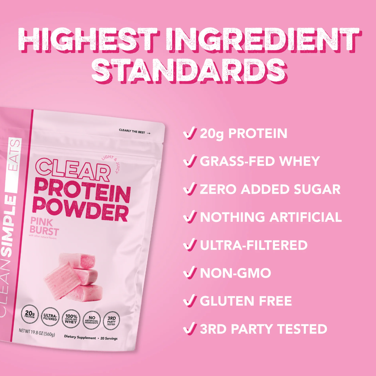 Clear Protein Powder: Pink Burst